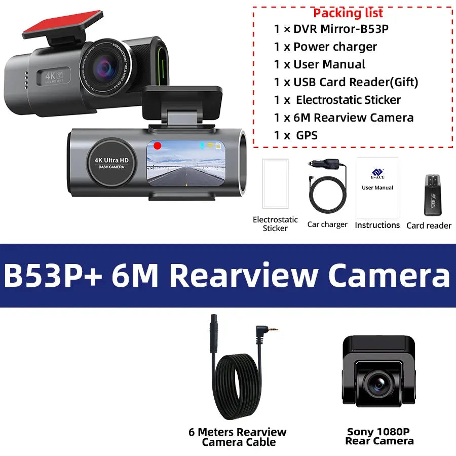 Dashcam 4K prise allume cigare + 1 camera cable 6M WIFI/GPS dashprocam