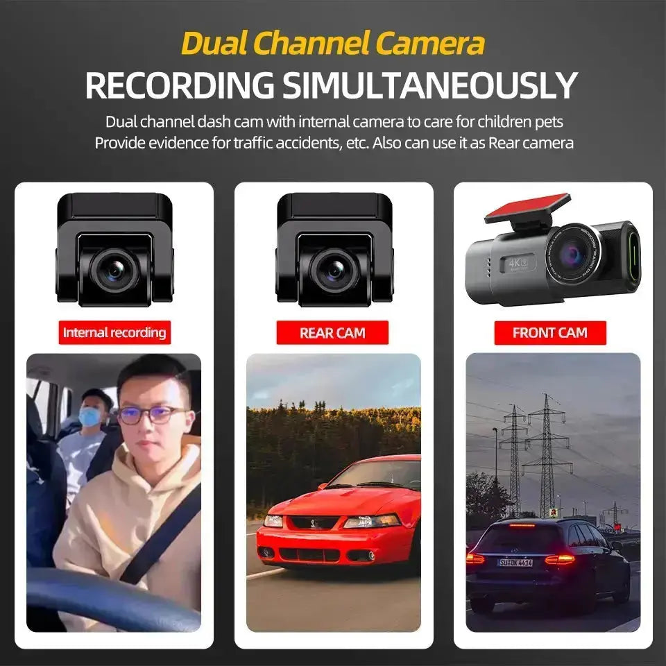 dashcam 4K 24H24 + 1 camera cable 10M WIFI/GPS dashprocam