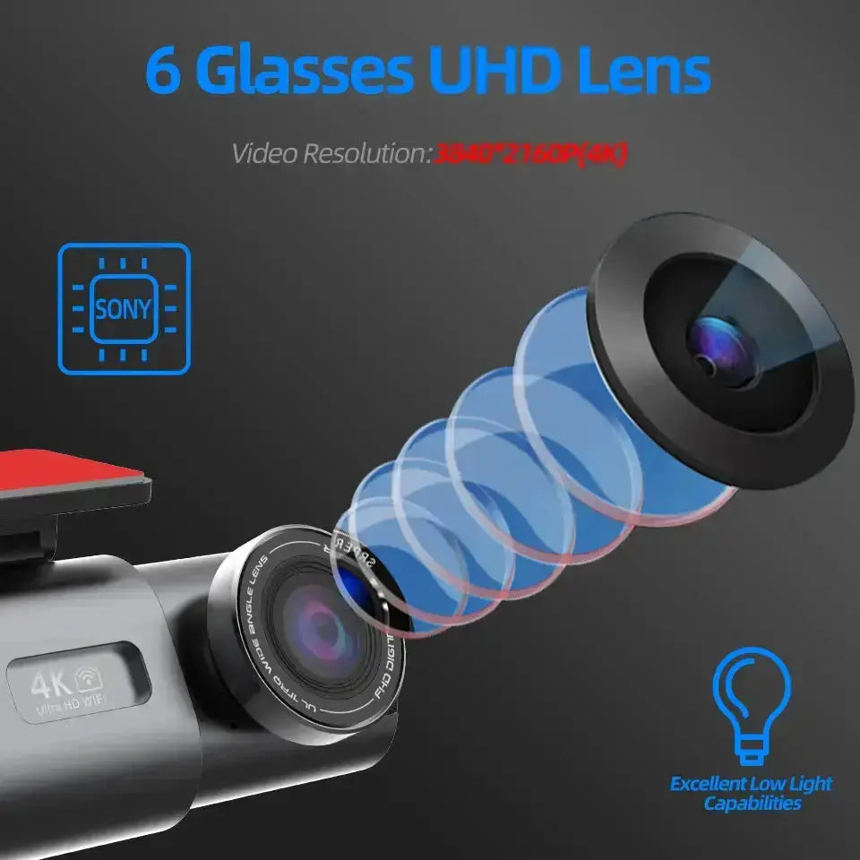 dashcam 4K 24H24 + 1 camera cable 10M WIFI/GPS dashprocam
